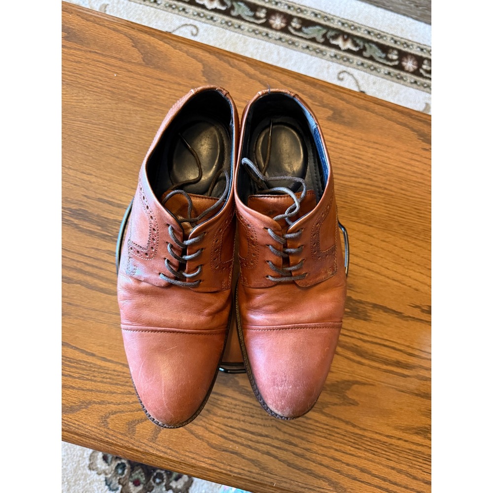 Cole Haan Men Grand.OS British Tan Leather Cap Toe Brogue Oxford C28882 Size 8.5